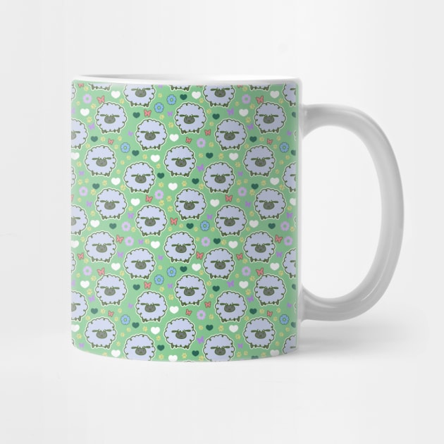 Spring Sheep Green Pattern by saradaboru